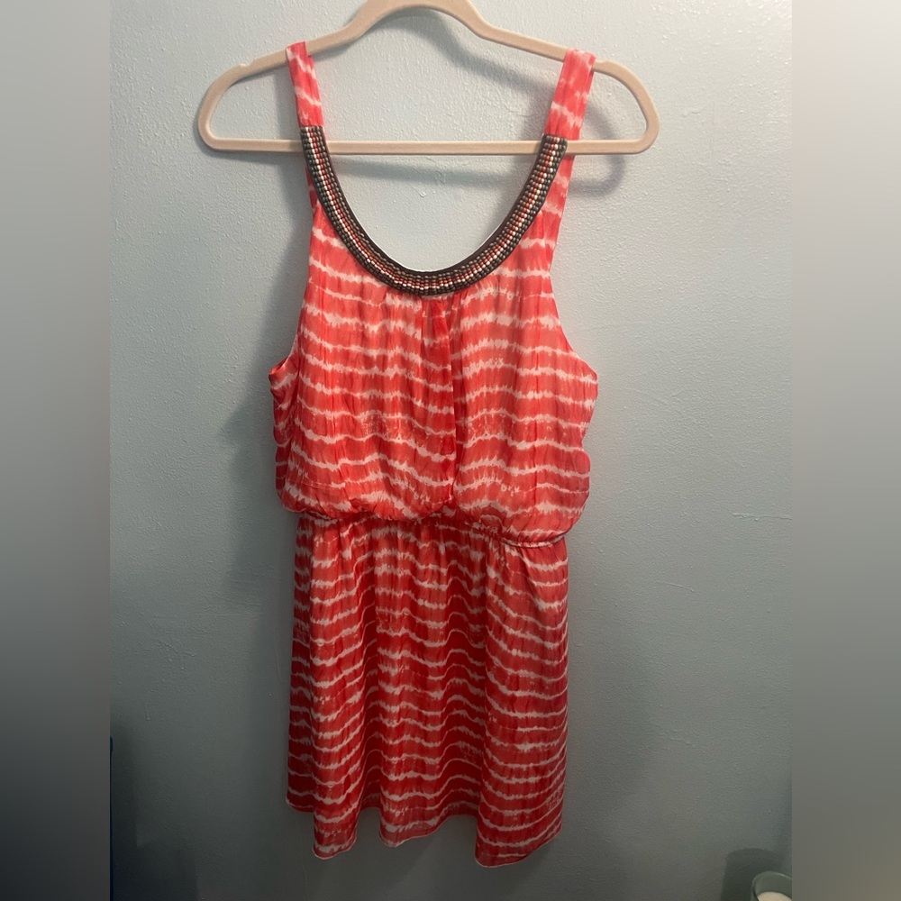 ☀️Coralish/orange Three Pink Hearts dress